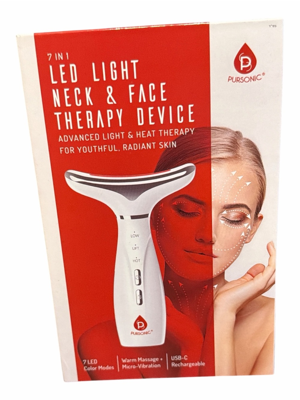 NIB Pursonic 7-in-1 LED Light Neck & Face Device